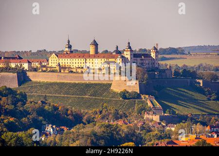 Fortezza di Wuerzburg sul monte Marienberg Foto Stock