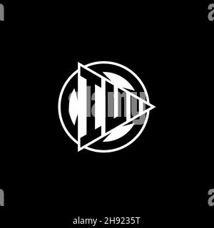 IU lettera del logo monogramma con forma di gioco triangolare e stile circolare arrotondato su sfondo isolato. Logo del monogramma a cerchio triangolare, pulsante di riproduzione a triangolo Illustrazione Vettoriale