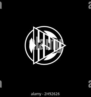Lettera del logo del monogramma XY con forma di gioco triangolare e stile circolare arrotondato su sfondo isolato. Logo del monogramma a cerchio triangolare, pulsante di riproduzione a triangolo Illustrazione Vettoriale