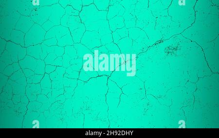Texture con motivo fessurato senza cuciture su una parete in calcestruzzo di colore teale brillante Foto Stock
