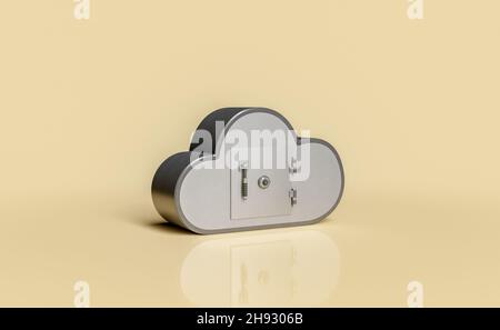 concetto di sicurezza dello storage cloud a forma di cloud. rendering 3d Foto Stock