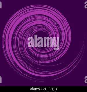 Sfondo a spirale viola grunge. Tessuto di distress di macchie, macchie, inchiostro, graffi. Elemento di design per pattern, effetto grungy, template, sfondo Illustrazione Vettoriale