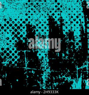 Astratto sfondo grigio scuro. Elementi mezzitoni. Consistenza di macchie, macchie, inchiostro, graffi. Sfondo del design vintage danneggiato. Design sporco e frantumato Illustrazione Vettoriale