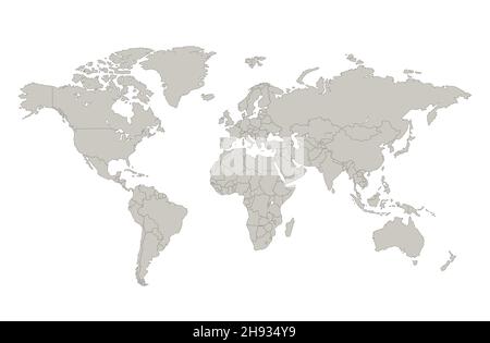 Mappa del mondo, stati individuali, infografica, vuoto Foto Stock