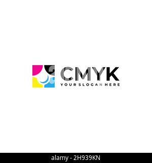 Moderno colore CMYK gocce quadrate logo design Illustrazione Vettoriale