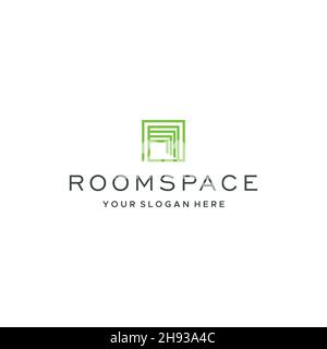 Design minimalista ROOMSPACE real estate con logo Illustrazione Vettoriale