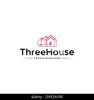 Edificio minimalista Threehouse con logo Illustrazione Vettoriale