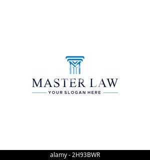 design del logo m MASTER LAW con lettera piatta Illustrazione Vettoriale