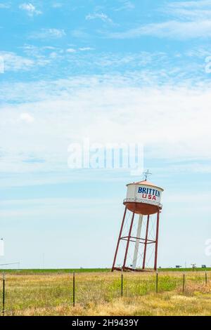 La torre pendente del Texas Water Tower in sposo sulla famosa Route 66 in Groom Texas, USA Foto Stock