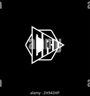 Lettera del logo monogramma CR con pulsante di riproduzione triangolare esagonale arrotondato. Logo monogramma circolare triangolare, lettera logo schermo triangolare. Illustrazione Vettoriale