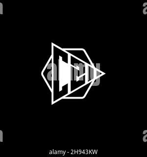 CZ lettera del logo monogramma con triangolo forma di bottone esagonale arrotondata. Logo monogramma circolare triangolare, lettera logo schermo triangolare. Illustrazione Vettoriale