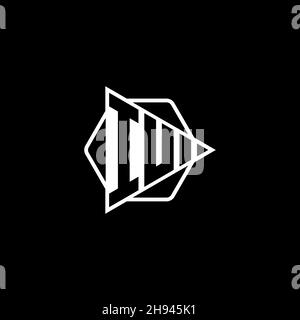 IU lettera del logo monogramma con triangolo forma di bottone esagonale arrotondata. Logo monogramma circolare triangolare, lettera logo schermo triangolare. Illustrazione Vettoriale