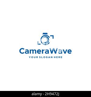 logo flat Letter Mark Initial C Camera Wave Illustrazione Vettoriale