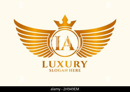 Luxury Royal Wing Letter IA crest Gold color Logo vector, Victory logo, crest logo, wing logo, Vector logo . Illustrazione Vettoriale