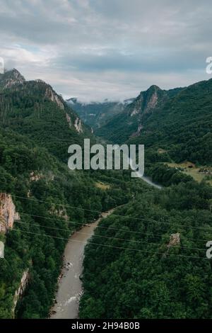 Tara River, vista dal ponte, nord Montenegro. Canyon del fiume Tara, canyon più profondo d'Europa, secondo al mondo. Stato del Montenegro Foto Stock