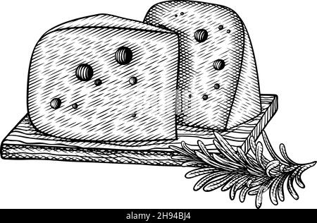 formaggio che produce vari tipi di formaggio set di disegni vettoriali su sfondo bianco Illustrazione Vettoriale