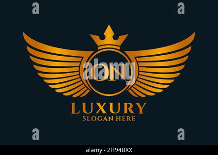 Luxury Royal Wing Letter ON crest Gold color Logo vector, Victory logo, crest logo, wing logo, Vector logo . Illustrazione Vettoriale
