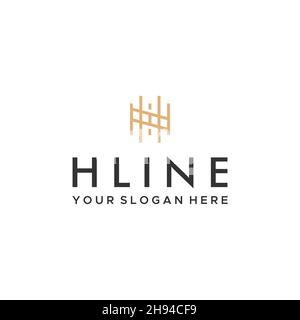 Design minimalista HLINE Simple line ART con logo Illustrazione Vettoriale