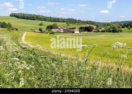 17 ° secolo Cassey Compton House nella valle del infante River Coln, vicino a Withington, Gloucestershire Regno Unito Foto Stock