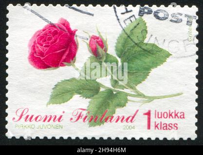 FINLANDIA- CIRCA 2004: Francobollo stampato dal Canada, mostra fiore, circa 2004 Foto Stock