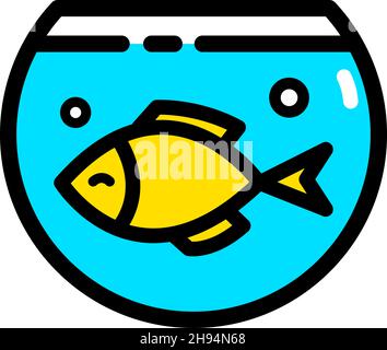 Icona colore acquario. Illustrazione a linea piatta. Peschicoltura. Serbatoio di pesce. Disegno isolato vettoriale in stile semplice. Illustrazione Vettoriale