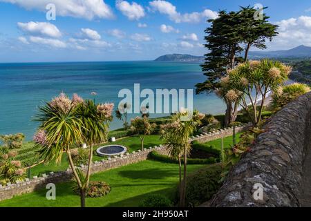 Una vista da Killiney Hill sulla baia di Dublino, Irlanda Foto Stock