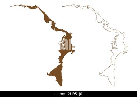 Isole Abaco (Commonwealth delle Bahamas, Cenrtal America) illustrazione vettoriale mappa, schizza tracciato grande e piccola mappa Abaco Illustrazione Vettoriale