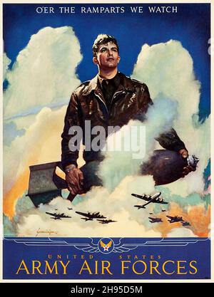 La seconda guerra mondiale Propaganda (Stati Uniti Ufficio stampa governativo, 1944). Poster delle forze aeree dell'esercito. Foto Stock