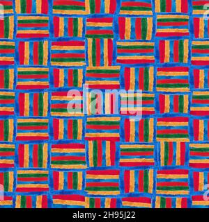 pattern da acquerello linee colorate, spot. motivo plaid Foto Stock