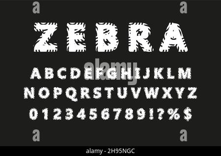 ZEBRA FONT 3D VETTORIALE SU SFONDO BIANCO Illustrazione Vettoriale