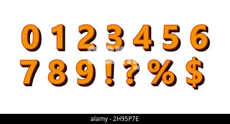 NUMERI DI FONT VETTORIALI 3D SU SFONDO BIANCO Illustrazione Vettoriale