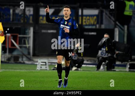 Roma, Italia. 4 dicembre 2021. Ivan Perisic del FC Internazionale reagisce durante la Serie Una partita di calcio tra ROMA e FC Internazionale allo stadio Olimpico di Roma (Italia), 4 dicembre 2021. Foto Andrea Staccioli/Insidefoto Credit: Ininsidefoto srl/Alamy Live News Foto Stock