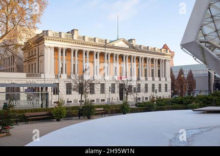 Poznan, Polonia - Biblioteca Raczynski, Piazza della libertà. Foto Stock