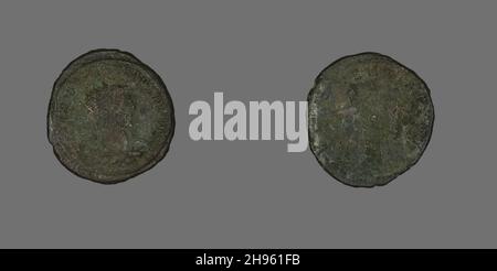 Antoninianus (Coin) raffigurante l'imperatore Probus, 276-281. Inverso: Probus in abito militare. Coniò a Siscia (Sisak moderno, Croazia). Foto Stock