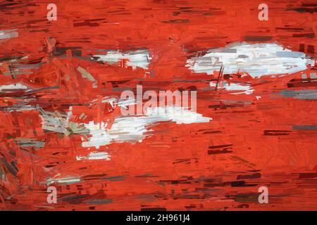 Vecchia parete di legno verniciata incrinata. Pittura ad olio su tela Foto Stock