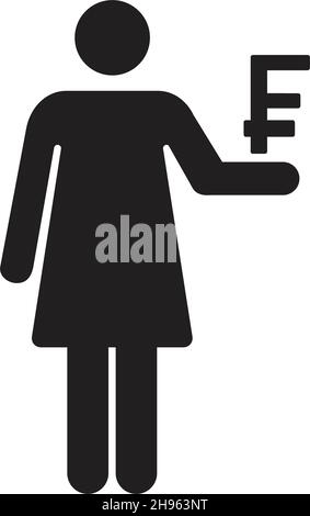 Simbolo del franco svizzero con icona donna simbolo di valuta vettoriale per le imprese e la finanza in un'illustrazione di pittogramma glyph a colori piatta Illustrazione Vettoriale