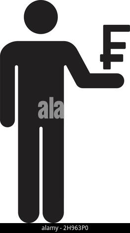 Simbolo del franco svizzero con simbolo di valuta vettoriale icona uomo per le imprese e la finanza in un'illustrazione di pittogramma glyph a colori piatta Illustrazione Vettoriale