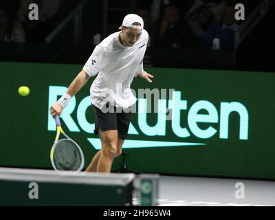 Jan-Lennard Struff di Germania durante le semifinali della Coppa Davis 2021, partita di tennis tra Russia e Germania il 4 dicembre 2021 alla Madrid Arena di Madrid, Spagna - Foto: Laurent Lairys/DPPI/LiveMedia Foto Stock