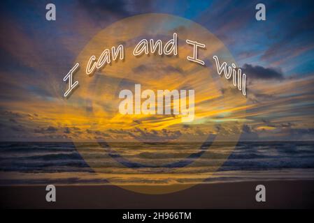 Segno motivazionale: Posso e lo farò Foto Stock