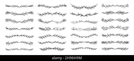 Set divisorio ornamento vintage. Bordo disegnato a mano per matrimonio, banner, biglietti, inviti Illustrazione Vettoriale