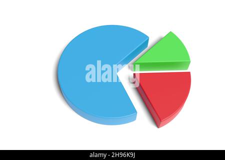 Grafico a torta isolato su sfondo bianco. illustrazione 3d. Foto Stock