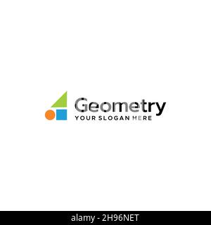 Design moderno con logo a GEOMETRIA piatta e colorata Illustrazione Vettoriale
