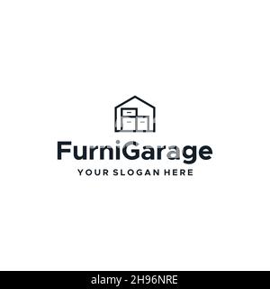 Minimal FurniGarage costruzione home logo design Illustrazione Vettoriale