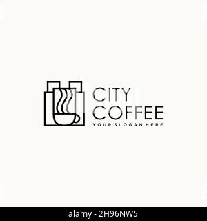 Logo City COFFEE glass macinacaffè minimalista Illustrazione Vettoriale