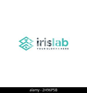 Design minimalista CON logo IRIS LAB Eye Illustrazione Vettoriale