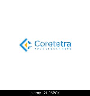 Design del logo C CORETETRA Flat colorato iniziale Illustrazione Vettoriale