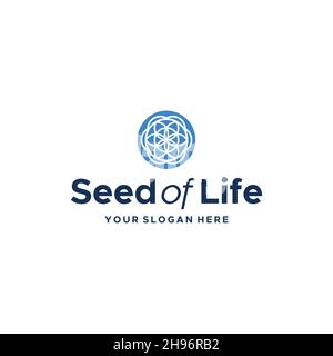 Design moderno con logo SeedofLife, cerchio blu Illustrazione Vettoriale