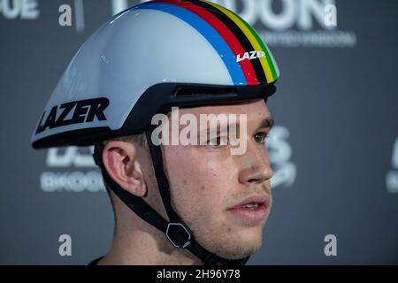 LONDRA, INGHILTERRA - DICEMBRE 04: Harrie LAVREYSEN dei Paesi Bassi al velodromo di Lee Valley, il 4 dicembre 2021 a Londra, Inghilterra. (Foto di Sebastian Frej) Credit: Sebo47/Alamy Live News Foto Stock