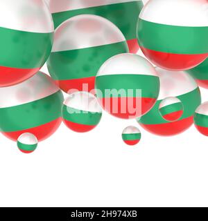 Illustrazione di palloncini festosi con la bandiera bulgara su sfondo bianco per la festa del giorno dell'unificazione della Bulgaria e dell'indipendenza Foto Stock