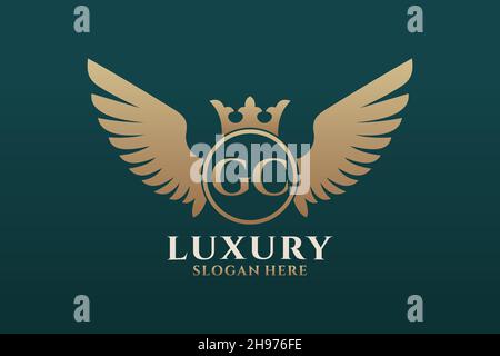 Luxury Royal Wing Letter GC crest Gold color Logo Vector, Victory logo, crest logo, wing logo, Vector logo . Illustrazione Vettoriale